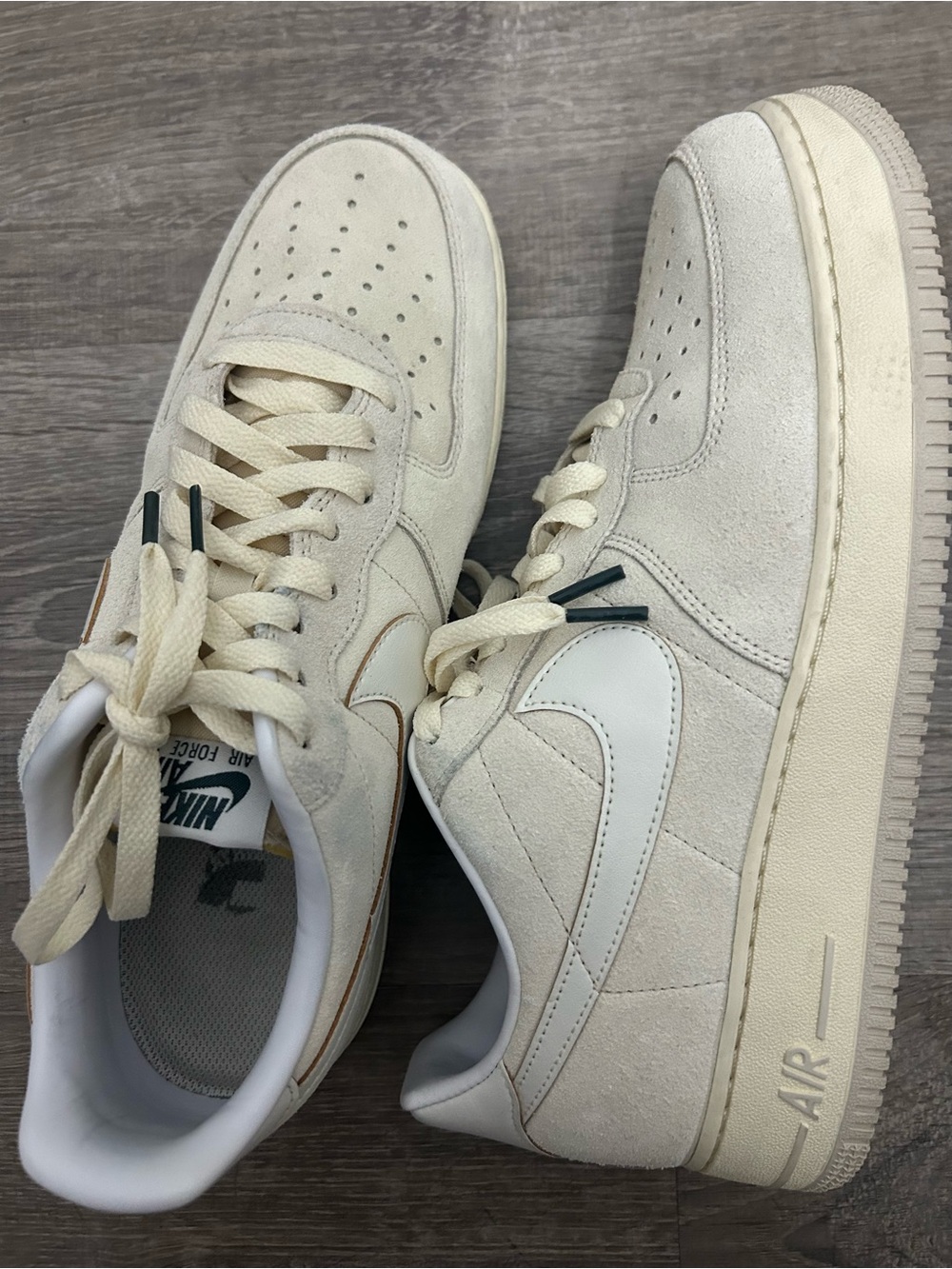 Nike Men’s Cream Suede Low-Top Sneakers with White Swoosh